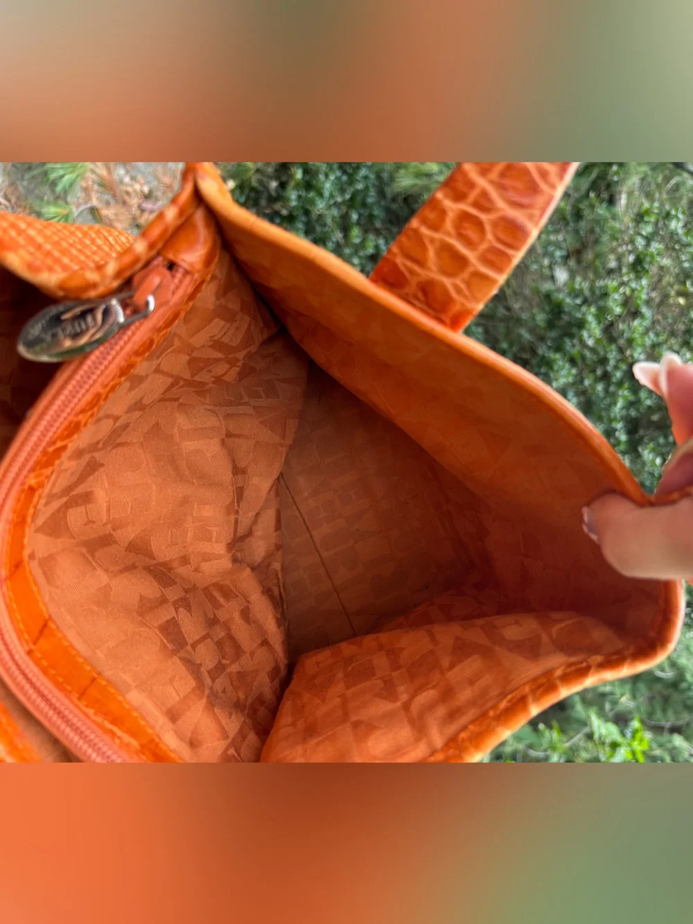 Furla Wicker Croc Embossed Tote Bag